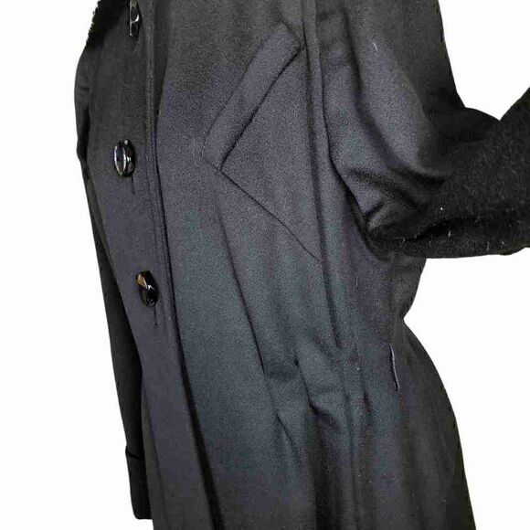 VTG 1930s Rothmoor Levy's Rabbit Fur Collar Black Wool Long Coat L XL - Picture 16 of 16